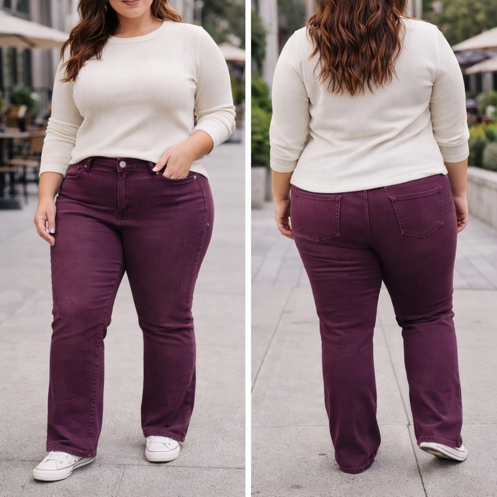 Old Navy Rockstar Mid-Rise Jeans Size 28 Plus – Burgundy/Wine Stretch Denim Cont